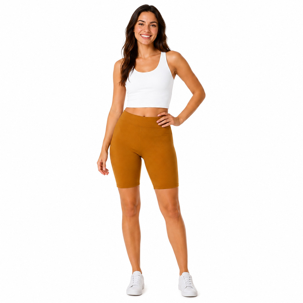 Good American Bike Shorts Women's 1(US Small) Brown Stretch Pull On Activewear